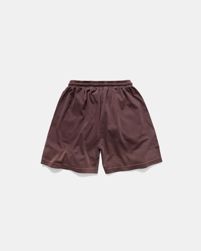 Men's heavyweight shorts in chocolate, back view