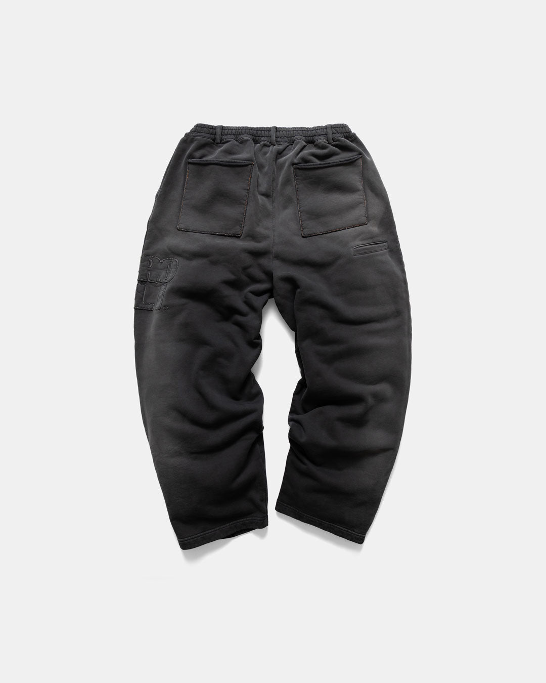 Men's heavyweight sweatpants in black, back view