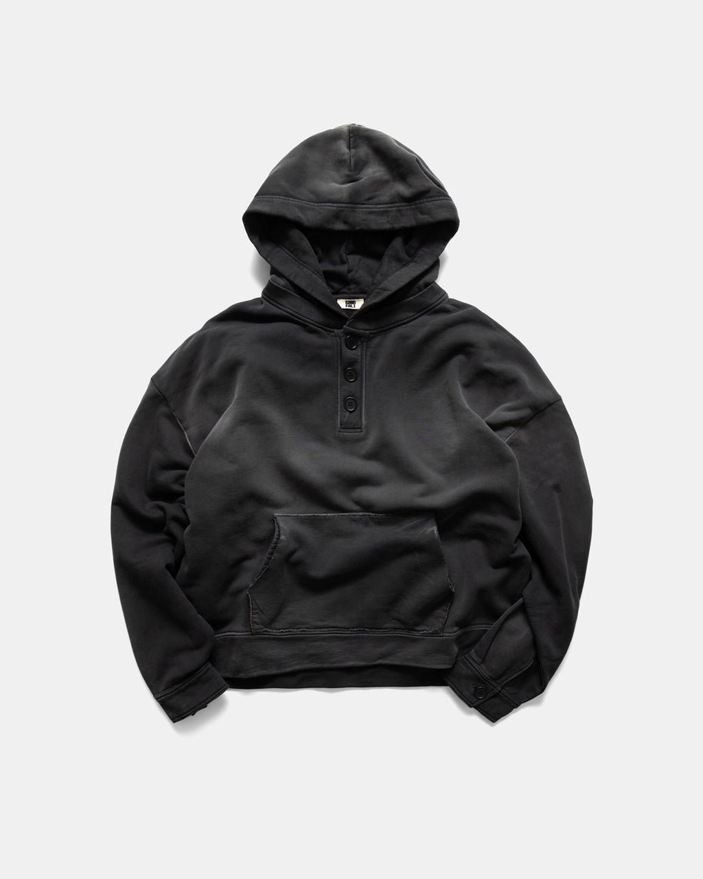 Men's heavyweight hoodie in black, front view