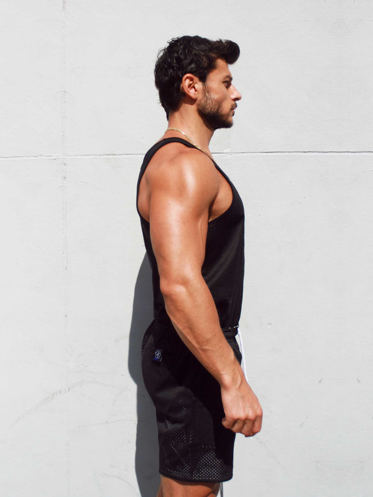 Mesh Tank (Black w/ White Logo)