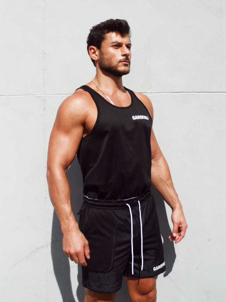 Mesh Tank (Black w/ White Logo)