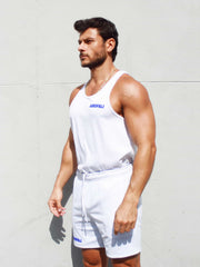 Mesh Tank (White w/ Blue Logo)